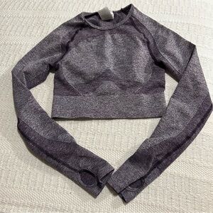 Gymshark purple long sleeve crop heathered spandex top